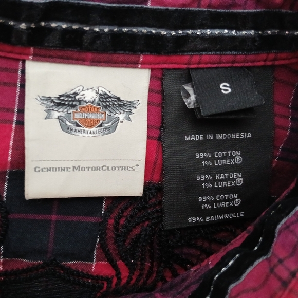 Harley Davidson Ladies Downswept Wing Plaid Cotton Longsleeve  Shirt. S - Picture 7 of 12